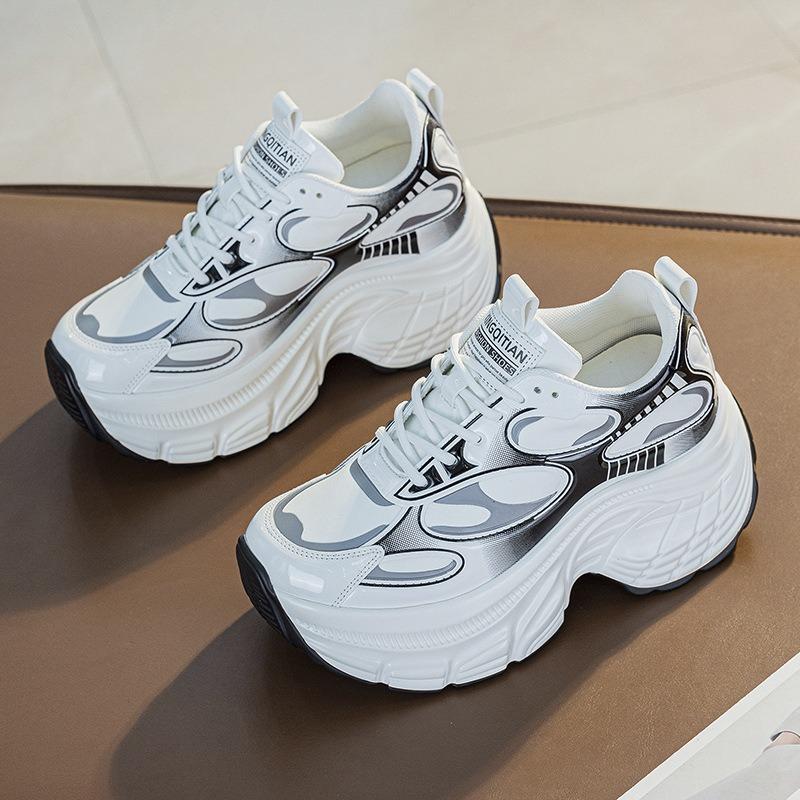 Autumn and winter women's shoes new slope heel muffin thick sole inner height increase women's trend casual sports shoes