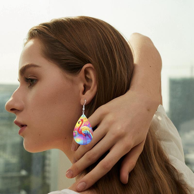 Unique Flamingo PU Leather Earrings Fashion Earrings Holiday Gifts for Friends Party Fashion Accessories Elegant Earrings Party Earrings