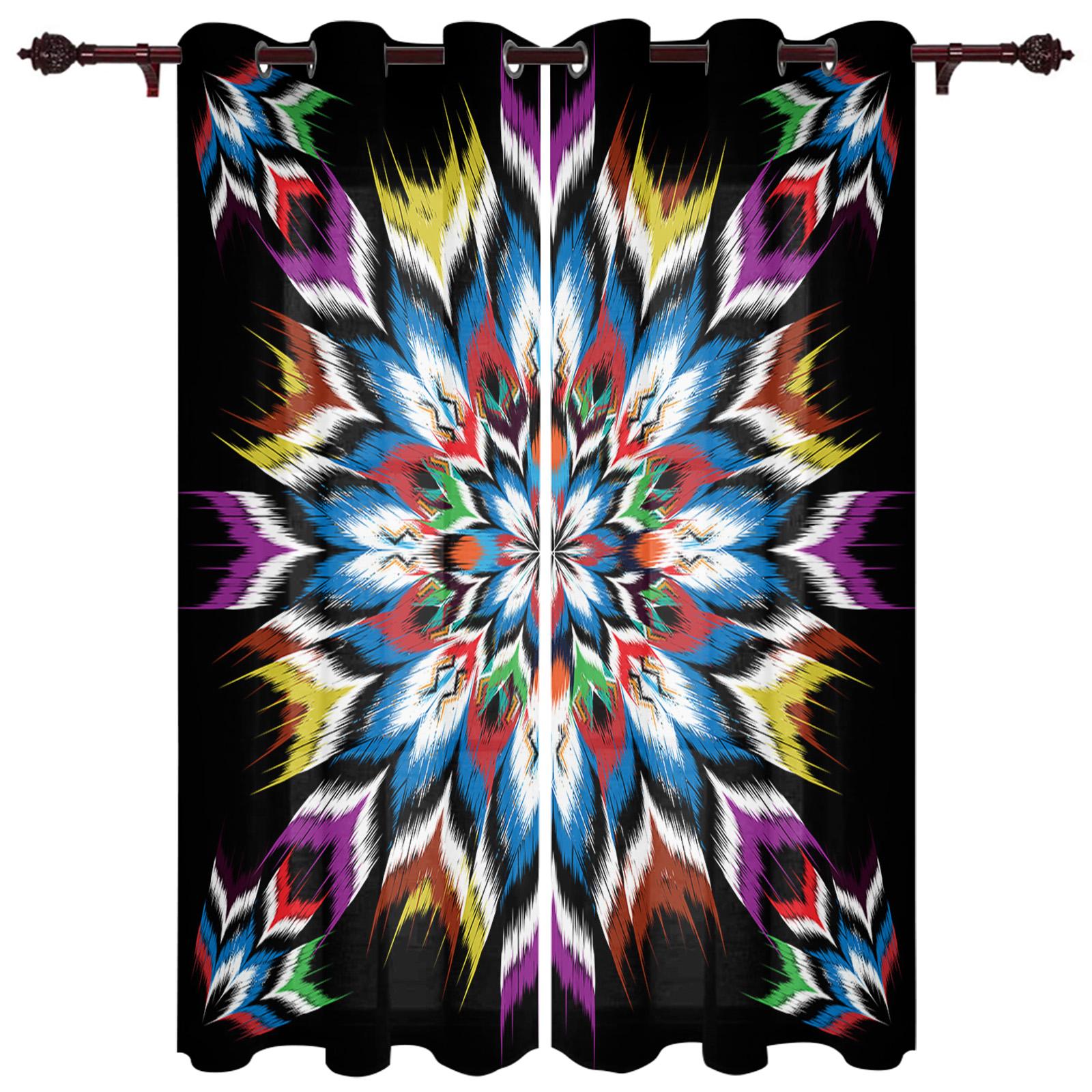 Шторы для окон с узором ацтеков для гостиной — фото 13