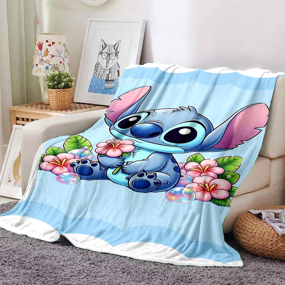 1pc Lilo Stitch Fantasy Flannel Blanket,Ultra Soft Warm Plush Throw for Home Bedroom Bed Sofa Cover Camping Picnic gift Y7172