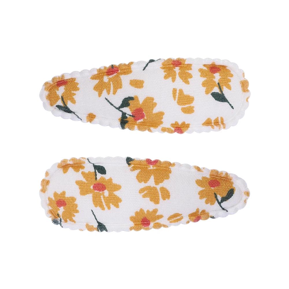 2 Stück/Set Bedruckte BB Haarspange Haaraccessoires Handgefertigt Leinwand Blume Haarspange Mädchen Süße Haarspangen Kopfschmuck Geschenk