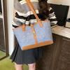 Contrast Canvas Bag Casual Versatile Shoulder Handbag Bucket Bag Large Capacity Tote Bag