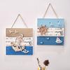 Wood Beach Framed Wall Art Coastal Ocean Theme Wall Hanging Sign with Steer Wheel Conch Sailboat for Bathroom Bedroom Living Room Decor
