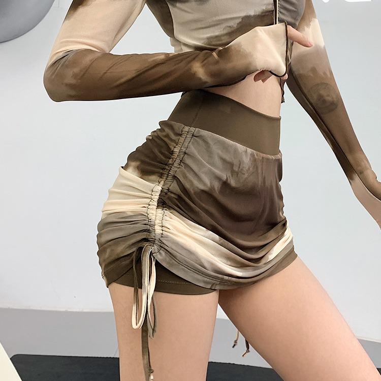 Jupe plissée en maille tie-dye pour femme - Séchage rapide, taille haute, pour le yoga et le tennis