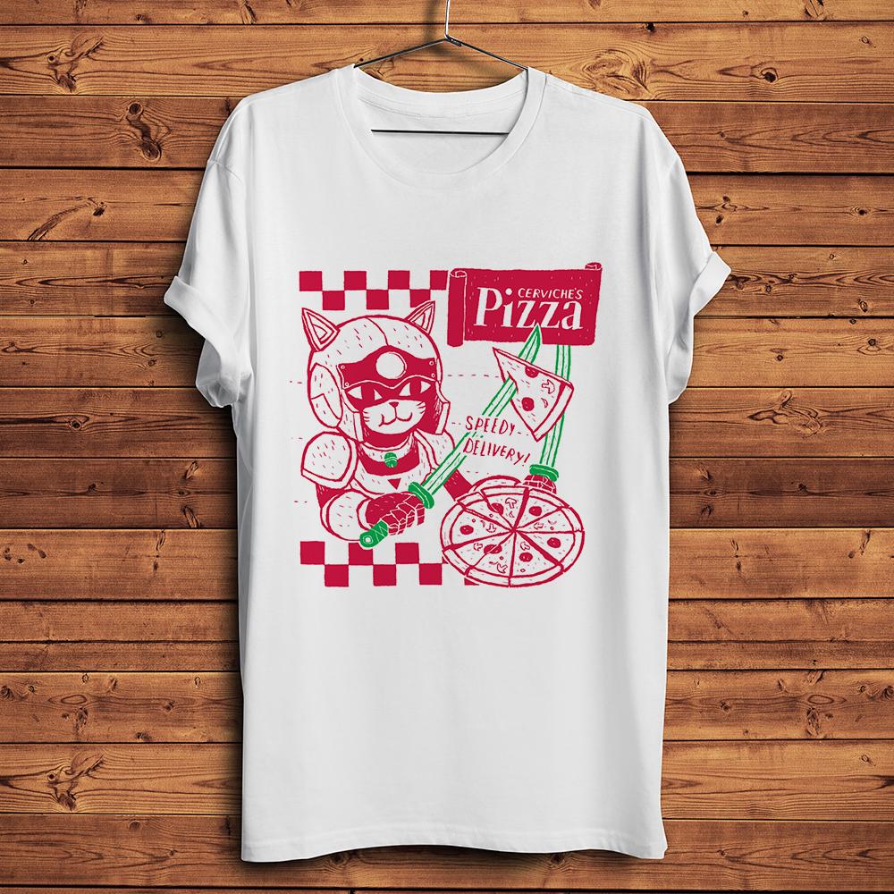 Samurai Pizza Cats funny anime tshirt Unisex summer new White Casual short sleeve T Shirt Unisex streetwear tee S
