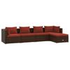 Vidaxl 5-Cz. Garden Lounge Set, Cushions, Polyrattan, Brown