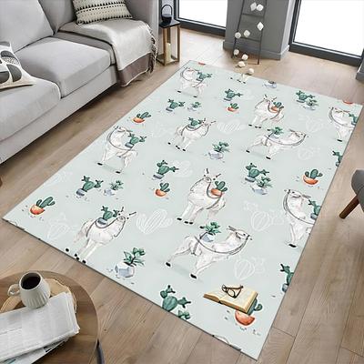 1PC Llama Cactus Extra Large Non Slip Floor Carpet, Office, Family, Studio Large Area Rug Indoor Rugs, Bold Statement Piece