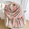 Korean Style Plaid Scarf for Women Winter Pinstripe Student Warm Thickened Imitation Cashmere Long Shawl Scarf