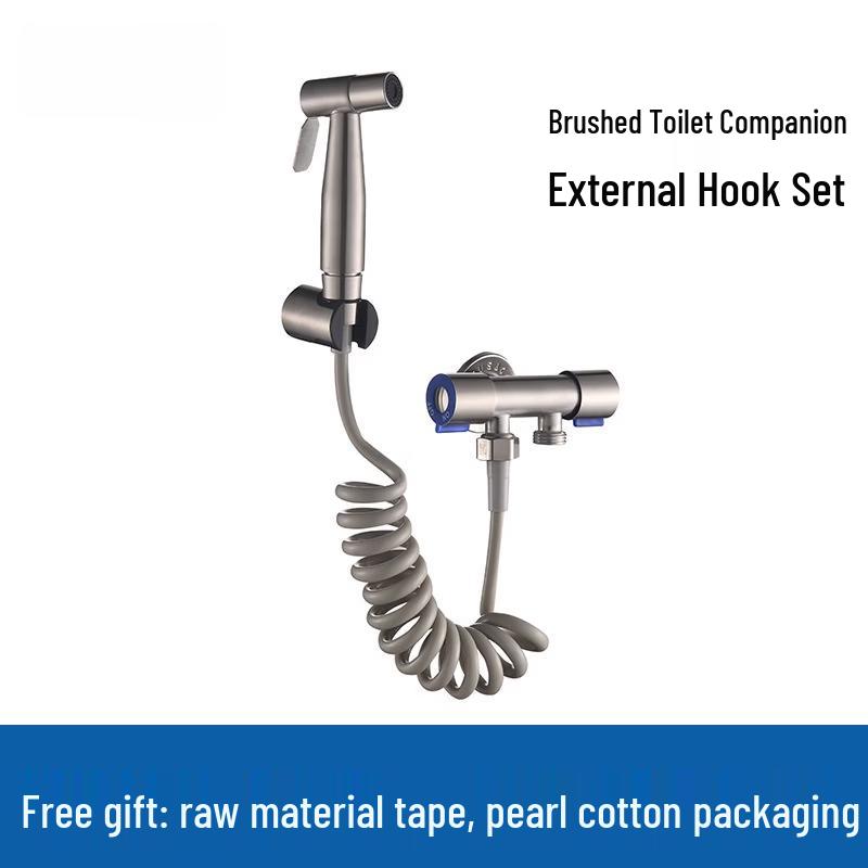 TLXT Brushed Bathroom Faucet with Dual-Outlet Bidet Sprayer & Storage