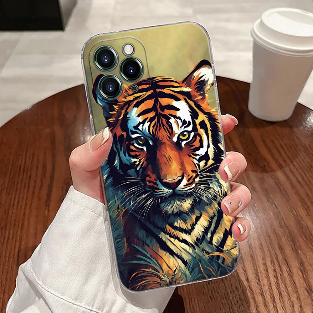 Tiger Animals Transparent Case For Apple iPhone 17 16 15 14 13 12 11 Pro Max 16 Plus 16E 17Air 17Pro Phone Cover Silicone Funda