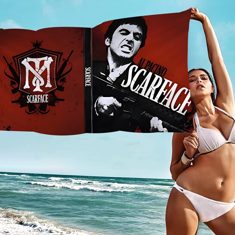 Retro S-Scarface Bath Towel Microfiber Soft Water Absorbing Breathable For Girl Kids Decorative Cartoon Beach Towel