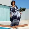 European & American Cotton Print Beach Cover-Up Long Dress - Plus Size Swimsuit Sunscreen Robe