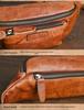 Vintage Chaozhou Hand-Colored Leather Fanny Pack: Retro Genuine Leather Chest Bag with Multi-Pocket Phone Holder