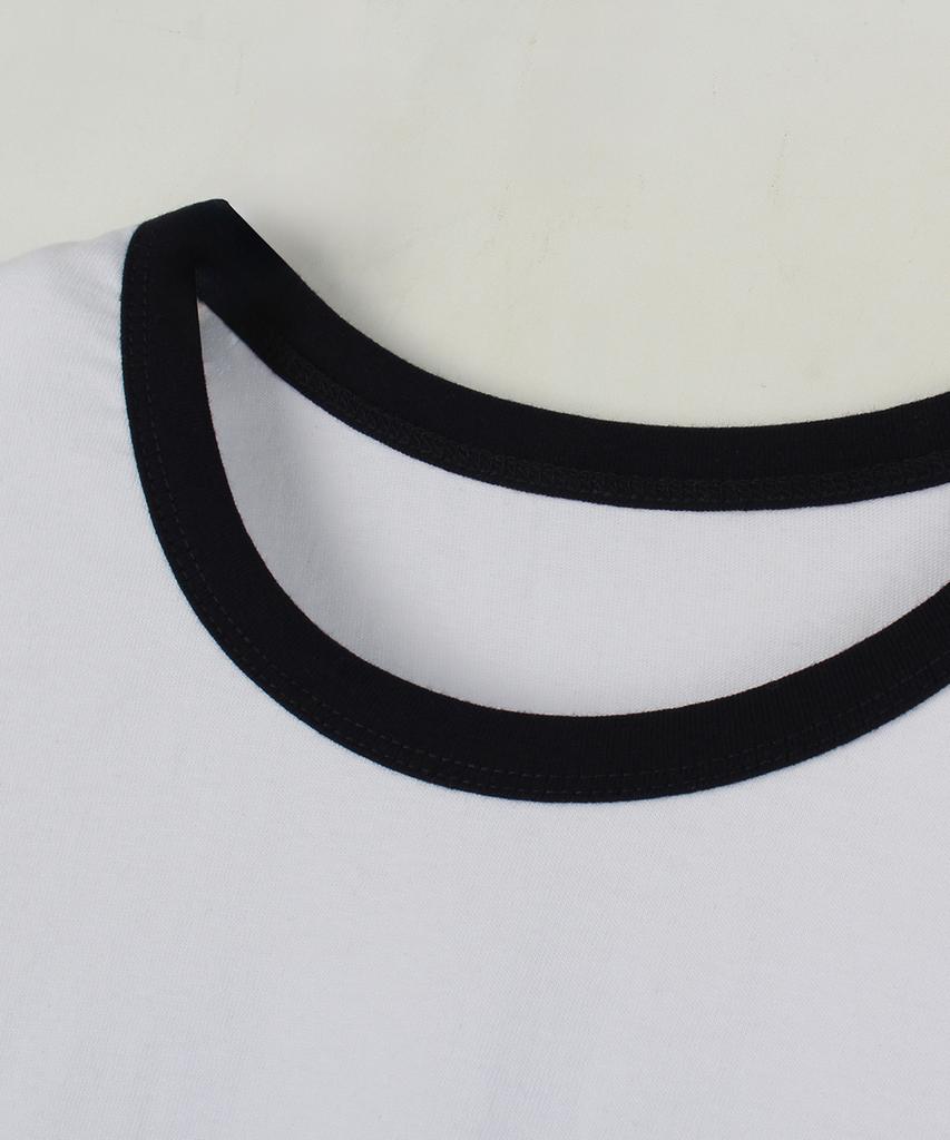 Jikeulib Essential Round Neck Semi-Crop Ringer Short Sleeve T-Shirt 2 Colors