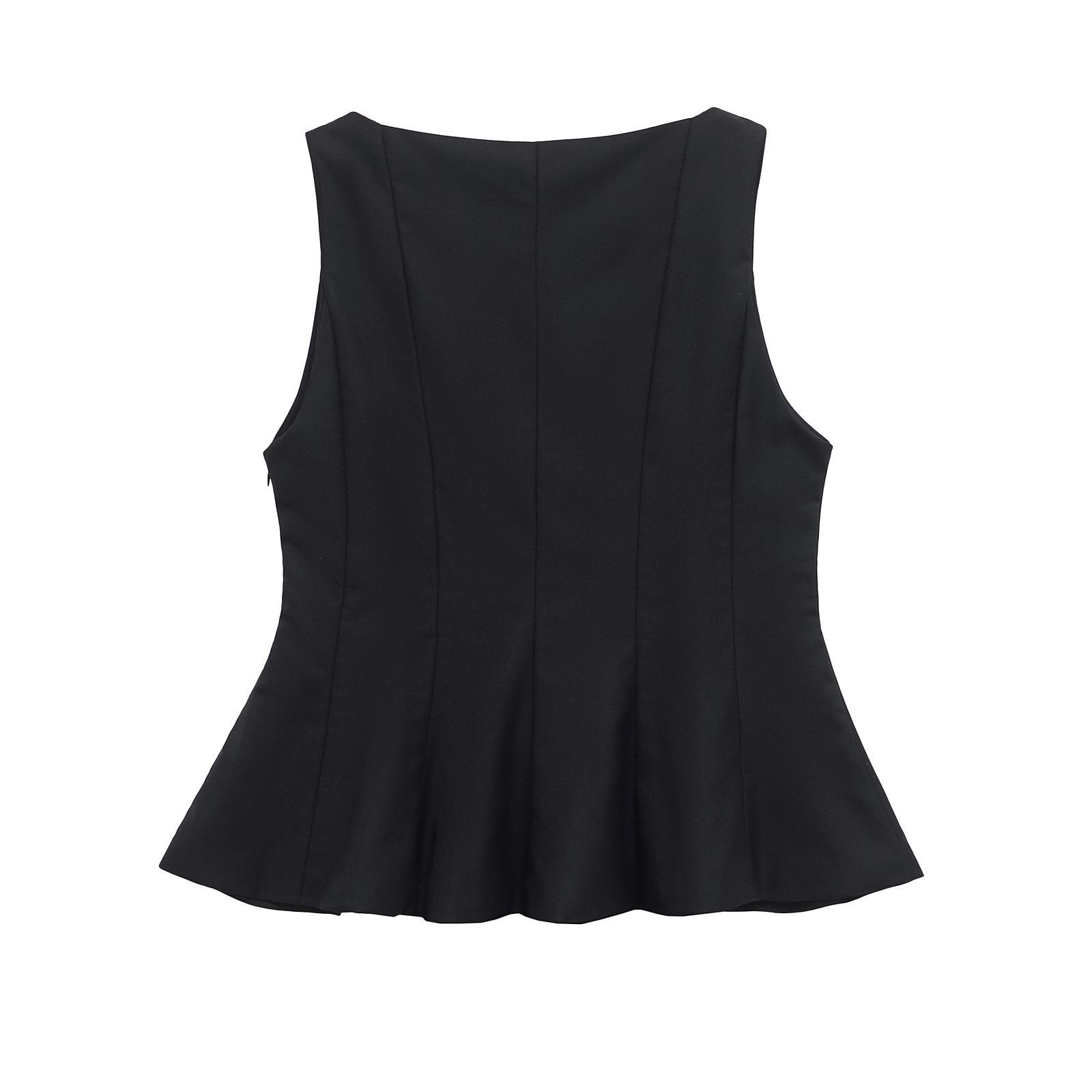 

ZARZ Женский классический модный топ с оборками – Европейский и американский стиль 4661124 Extra Small чёрный