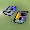 1PC Holographic Carbon Arabic Numbers Motorcycle Sticker Waterproof for Scooter Motorbike Front Fairing Bicycle Vinyl Decals