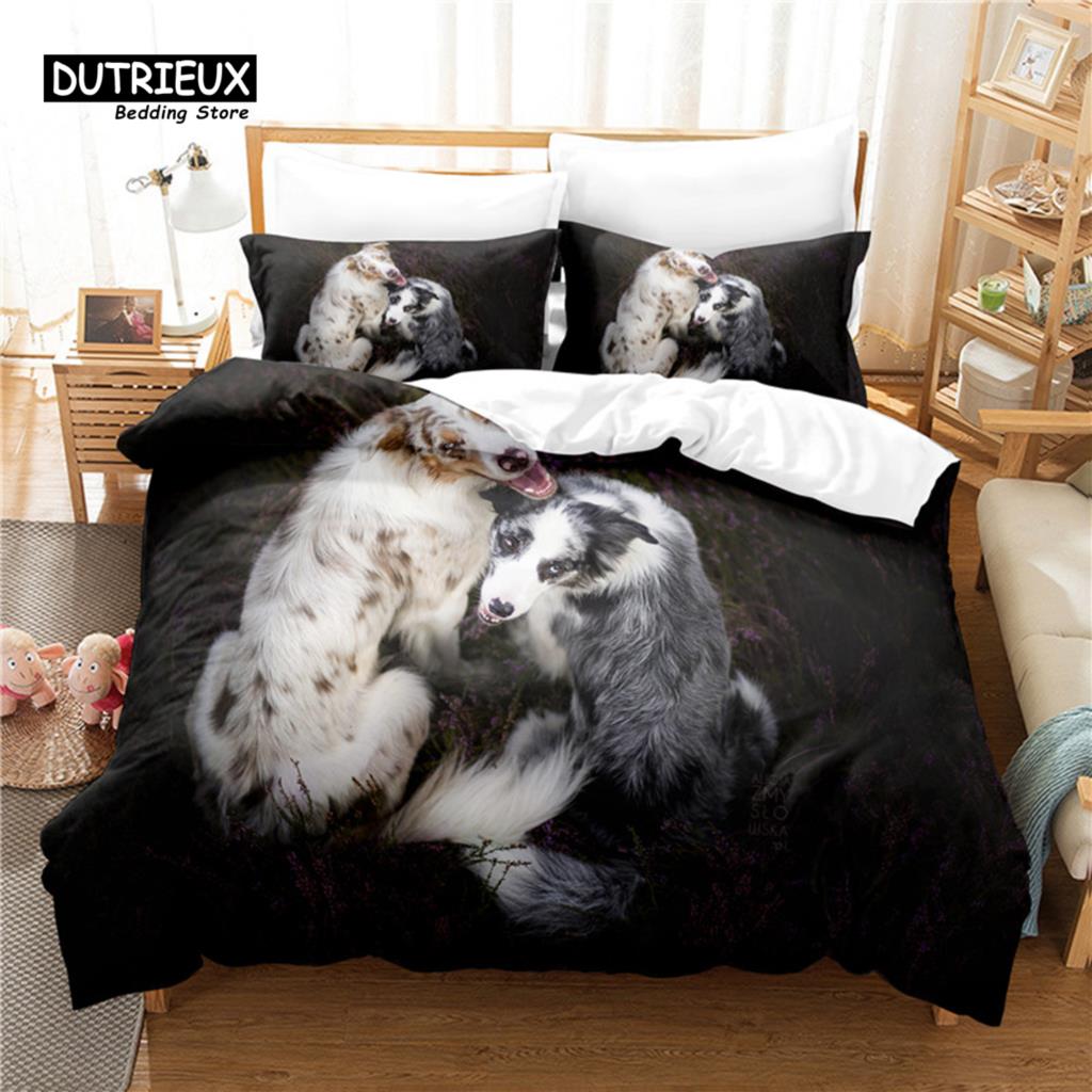 

Прекрасный комплект постельного белья для собак, 3 предмета, комплект пододеяльников для собак, мягкий, удобный, дышащий пододеяльник, для декора спальни, гостевой комнаты EU single(135x200cm)