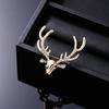 Rhinestone Christmas Badge Animal Deer Metal Brooch Unique Elk Head Brooch  Boys