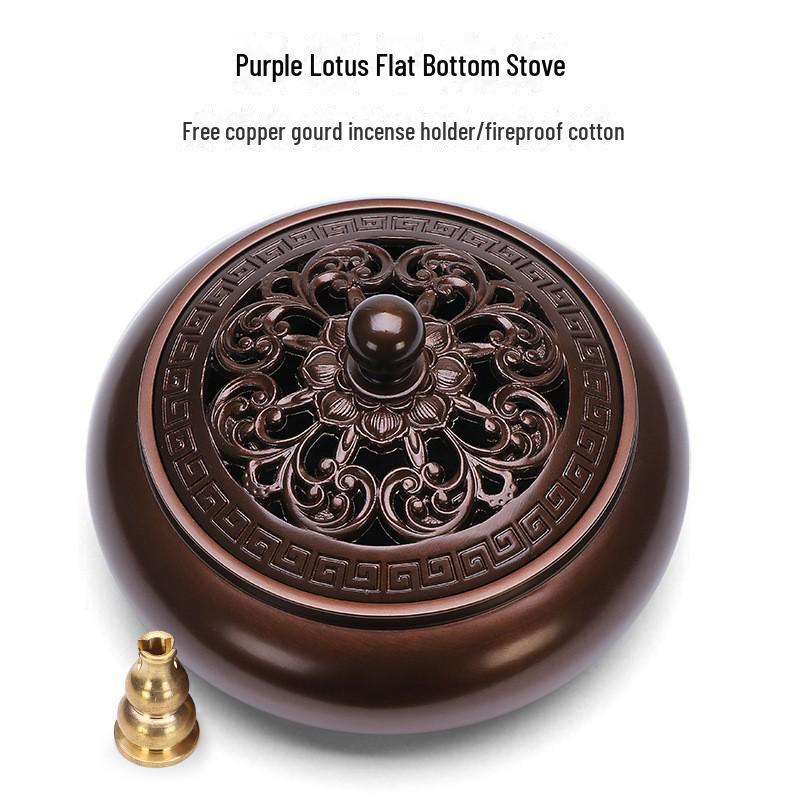 Jinlian Räuchergefäß aus Messing mit flachem Boden für den Heim- und Innenbereich