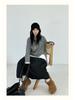 Becabeau Women's Winter Loose Knit Sweater, Plus Size, Korean Casual Style, Split Design, Crew Neck