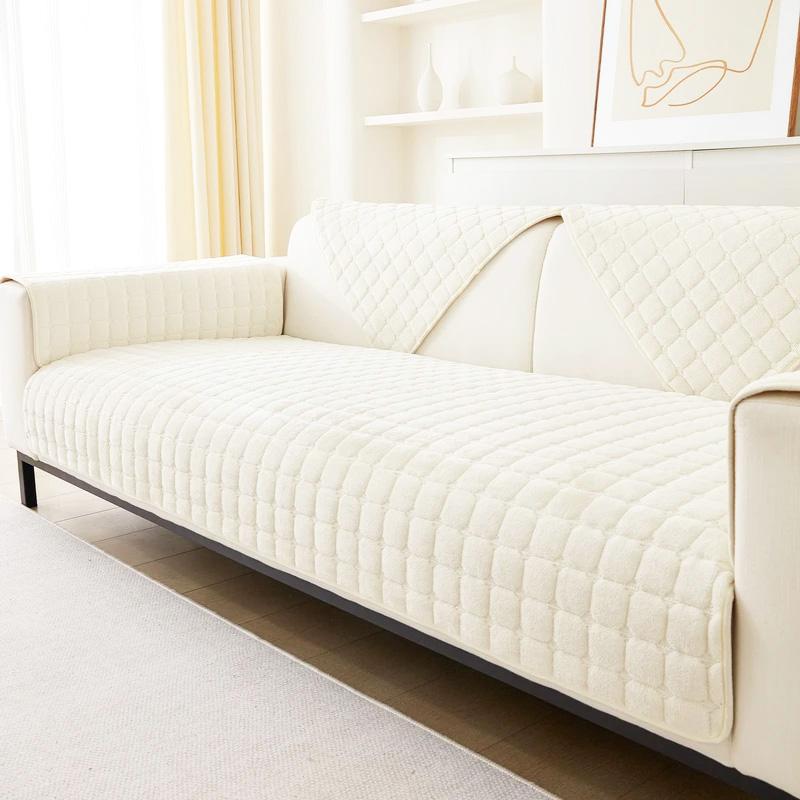 Solid Color Non-slip Sofa Cover Thicken Soft Plush Sofa Cushion Towel for Living Room Furniture Decor Slipcovers Couch Covers