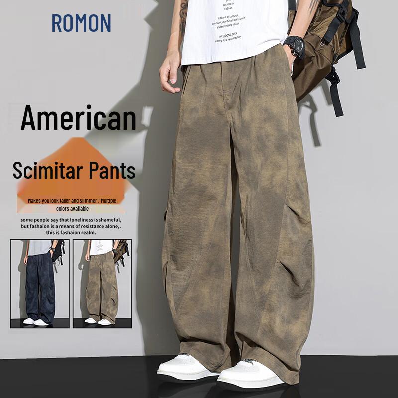 ROMON Men's Loose Fit Retro Parachute Pants
