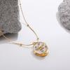 Stainless Steel Photo Frame Necklace Moon Sun Couple Choker Chain Heart Photo Pendant  Jewelry
