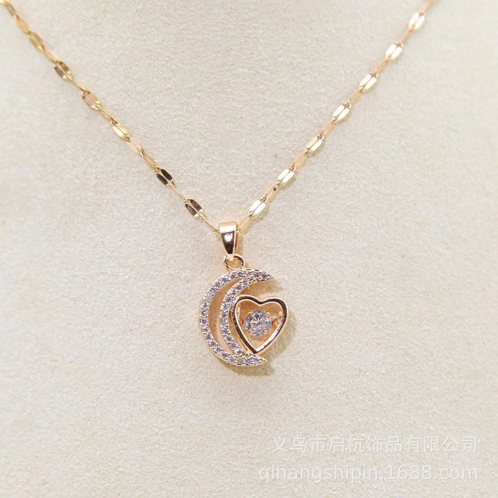 Light Luxury Moon Love Smart Necklace Women'S High-End Design Fresh And Versatile Micro-Inlaid Collarbone Chain With Jewelry