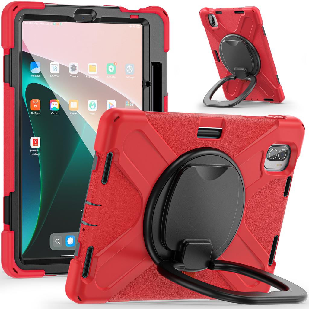 For Xiaomi Pad 5 Case Rugged Corner Protection PC+Silicone Tablet Cover with Rotating Kickstand