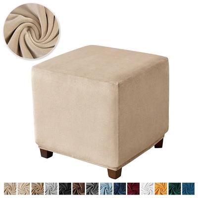 Bezug für Ottomane aus Samt, elastischer Bezug für quadratische Fußhocker, S/M, All-inclusive-Bezüge für Fußstützen für das Wohnzimmer, Housse de Pouf
