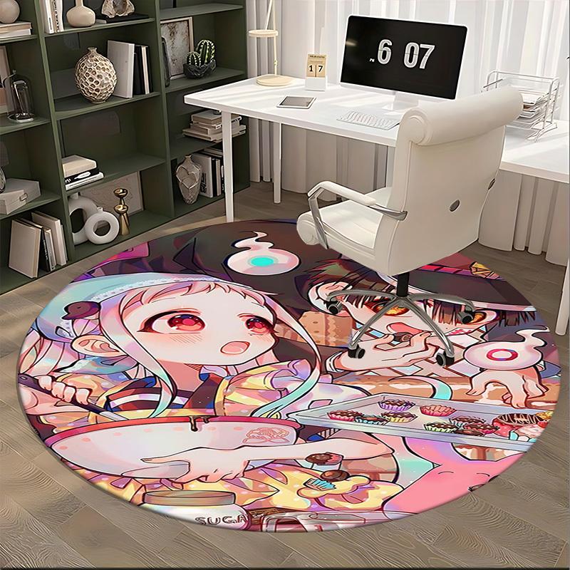 1pc Anime Cartoon Design Round Carpet Office Chair Mat