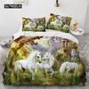 Duvet Cover Cartoon Unicorn Floral Bedding Set Microfiber Flying Horse Comforter Cover Full Queen Children Girls Bedroom Decor