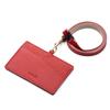 Corale Women's Genuine Leather ID Case, ID Card Holder, Horizontal Design, with Safety Feature and Neck Strap, Dark Red