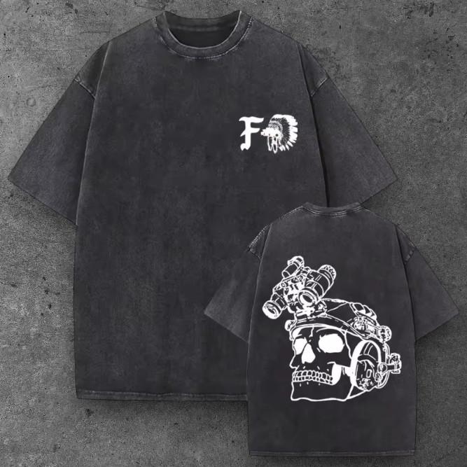 Mens Tactical Night Vision Skull Oversized T Shirt Black Grunge Style S-2XL S разноцветный