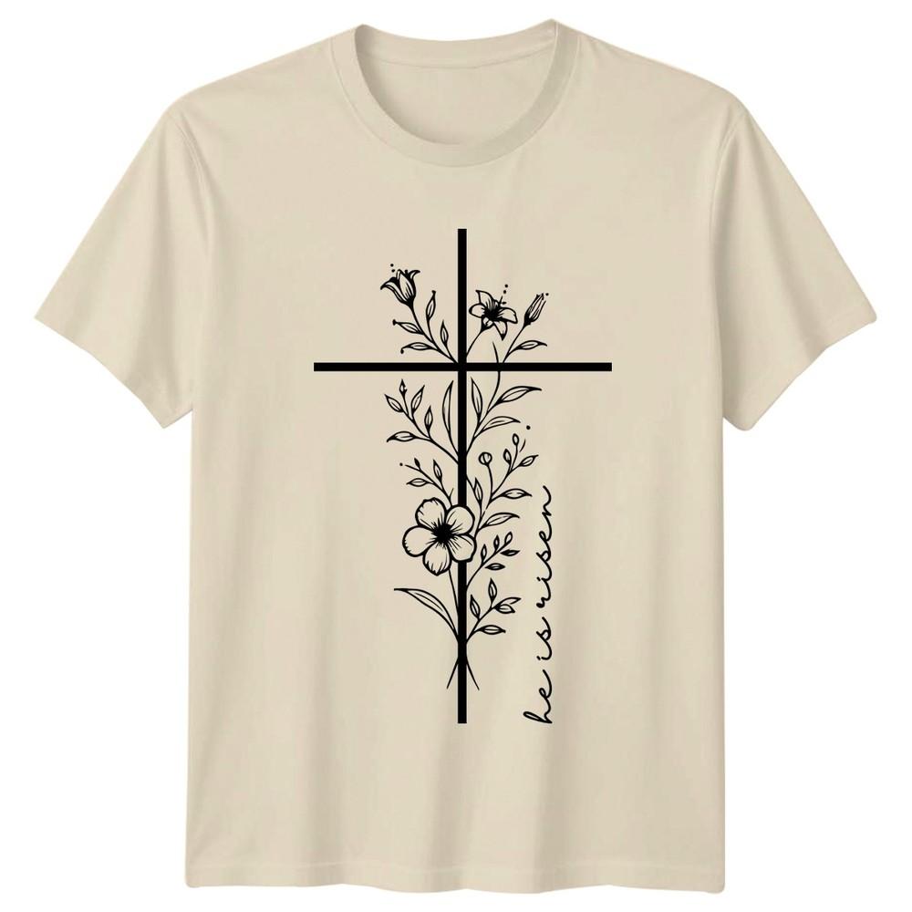 He Is Risen TShirt Botanical Flower Christian Faith Easter Gift For Him And Her