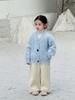 2025 Winter Korean Style Girls' Fleece-Lined Cardigan - Colorful Woolen Sweater