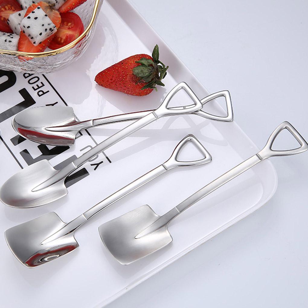 Dessert Spoon Spade Head Design Stainless Steel Ice Cream Fruit Dessert