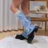 Stylish Flared Leg Warmers With Lace Bows Design Soft Acrylic Fabric Slimming Leggings For Costume Parties