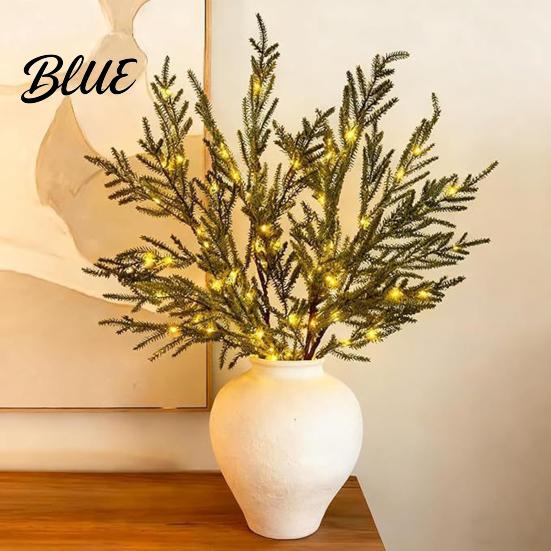 Rustic Mantelpiece Ornament Artificial Lighted Pine with Lights Fairy Light Olive Branch Realistic Faux Battery Operated Branches Stem for