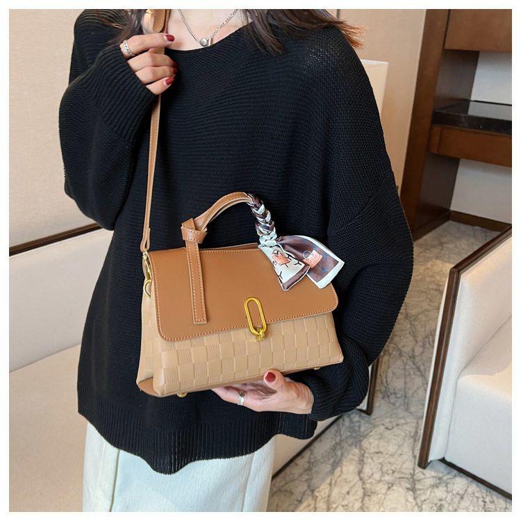 

Summer bag women s new trendy fashion portable shoulder women s bag high sense foreign versatile plaid messenger bag коричневый