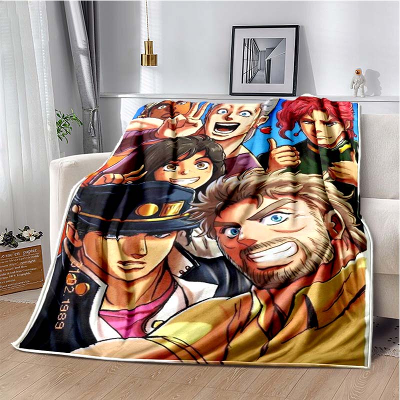 3D Cartoon Anime J-JoJo's Bizarre Adventure Bedruckte Decke Haus Sofa Bettbezug Wohnzimmer Schlafzimmer Dekoration Warme Weiche Decke