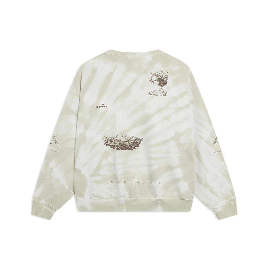Li Ning Sweatshirts Unisex Bud Yellow Gray Tie Dye Crew Neck Moderate Regular AWDT263-2