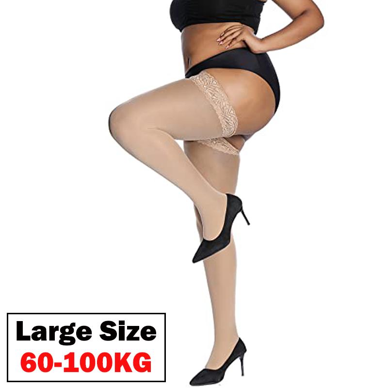 Plus Size Stocking Sexy Lace Thigh High Knee Stockings Lingerie Women Transparent Elastic Socks Leggings Nylon Temptation Medias