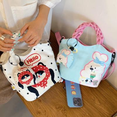 Polka Dot Cat Large Capacity Versatile Shoulder Bag - Fashionable and Casual Bucket Backpack for Women