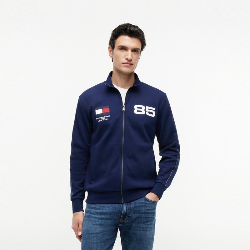 Tommy Hilfiger Green Fashion Series Trend Sports Stand Collar Cardigan Jersey Sweatshirt Men outerwear MW0MW43902