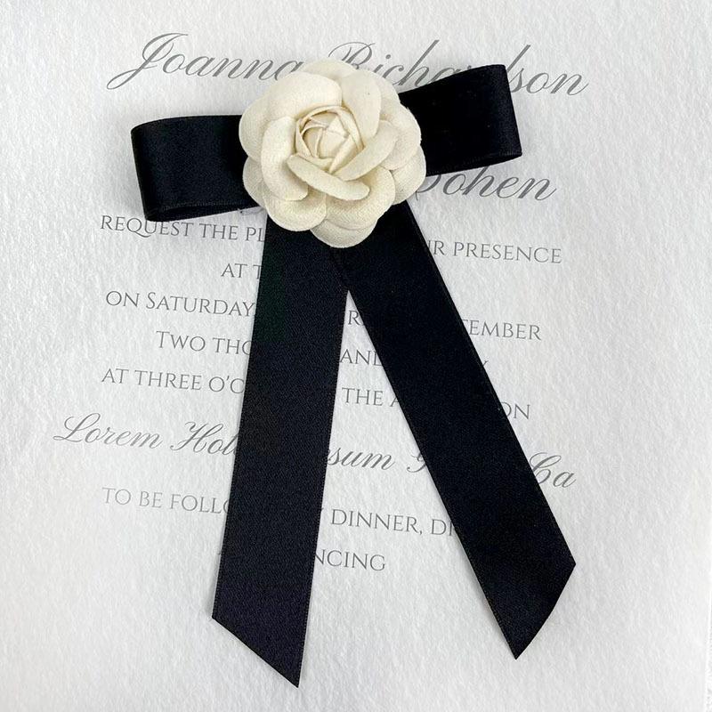 New Black Bowtie Ribbon Bow Brooch Fabric Camellia Flower Brooch Pins Vintage Wedding Party Brooches For Women Accessories