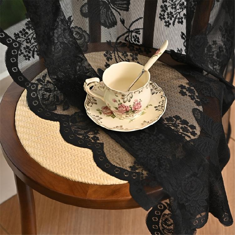 Lace Window Panel Blackouts Lace Curtain Flower Embroidered Sheer Curtain Ready To Use For Instantly Room Upgrades