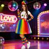 Clown Kostüm Set Feder Stirnband Regenbogen Tutu Rock Handschuhe Socken Hosenträger Fliege Zirkus Outfit Halloween Kostüm