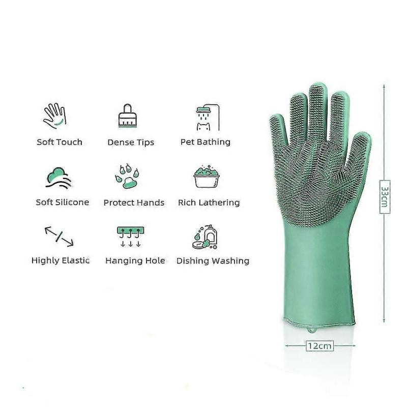 Luvas de Limpeza de Silicone para Suprimentos para Animais de Estimação, Anticorrosivas e Duráveis, Convenientes e Fáceis de Limpar
