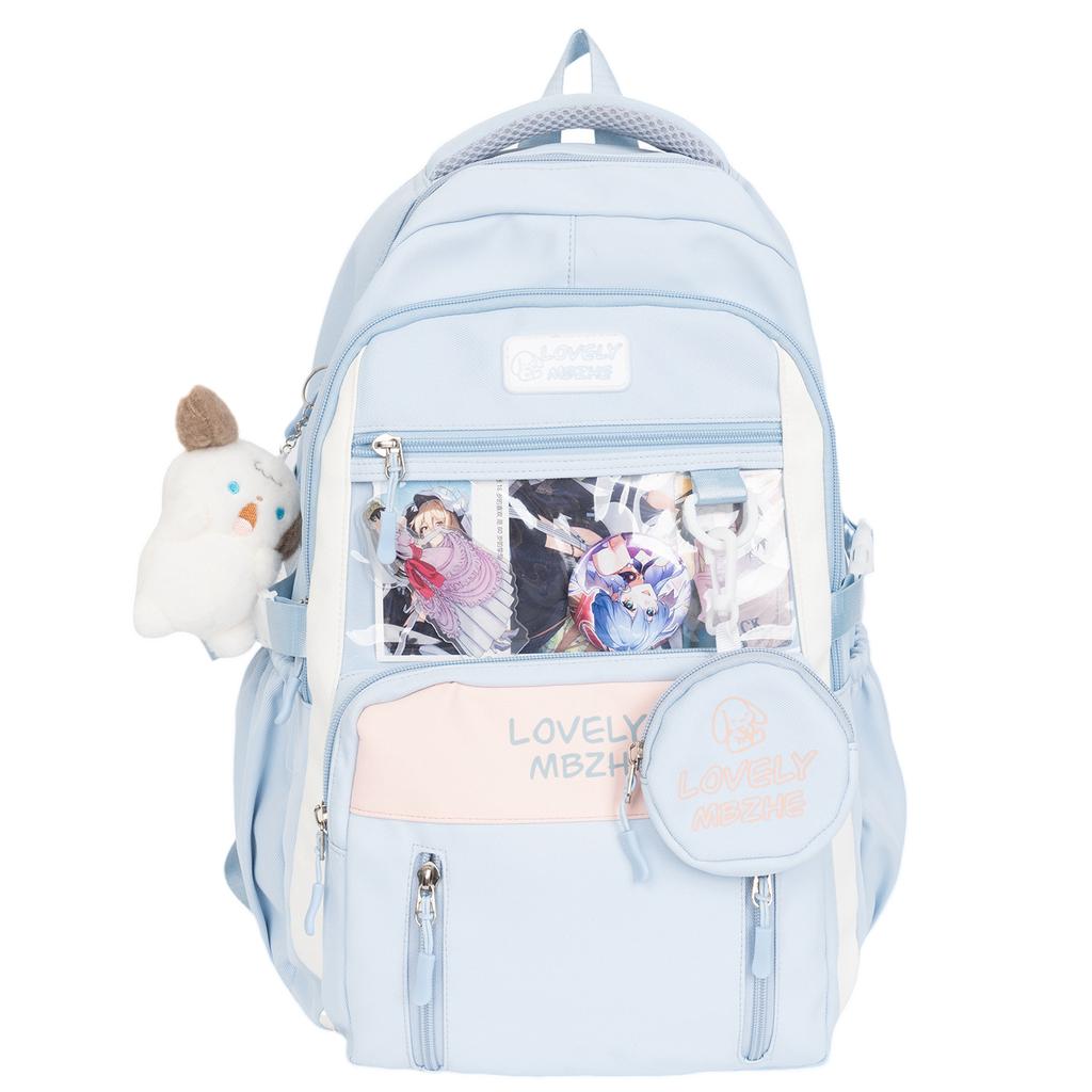 Schoolbag two-dimensional element transparent pain bag ins wind simple junior high school student leisure backpack large capacity Japanese student